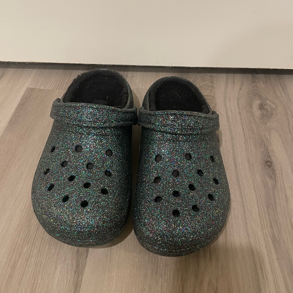 Green Glitter Crocs